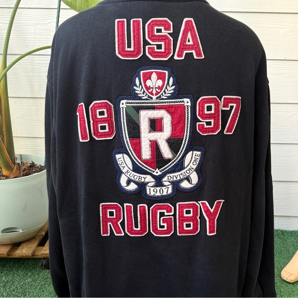 Vintage Vintage USA Rugby 1897‎ Mens Black Varsity Jacket Size 4XL - Picture 2 of 10
